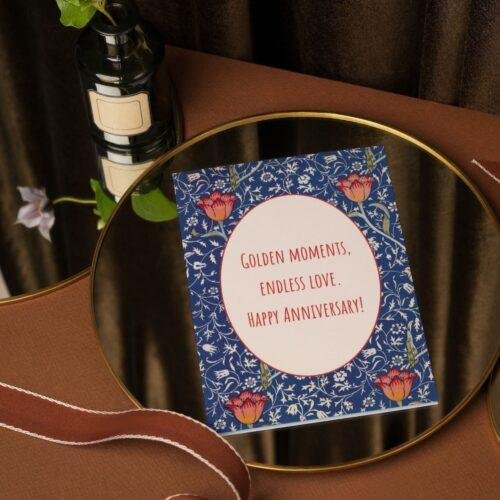 William Morris Anniversary Card: Arts & Crafts Floral Design