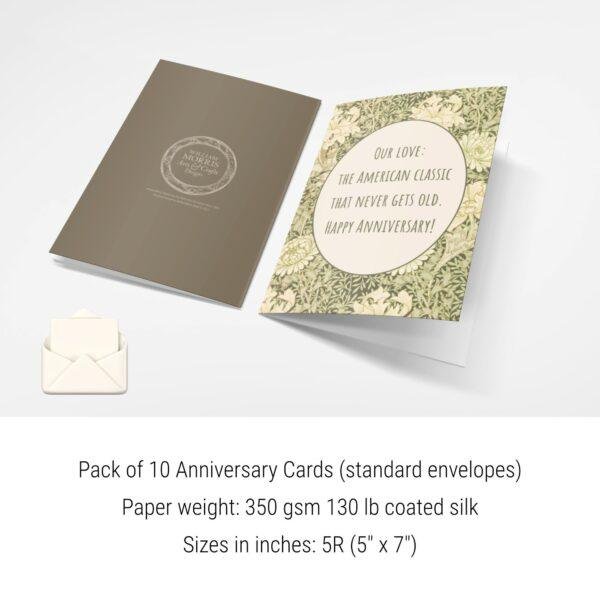 William Morris Anniversary Card: Arts & Crafts Anniversary Gift, Pack of 10
