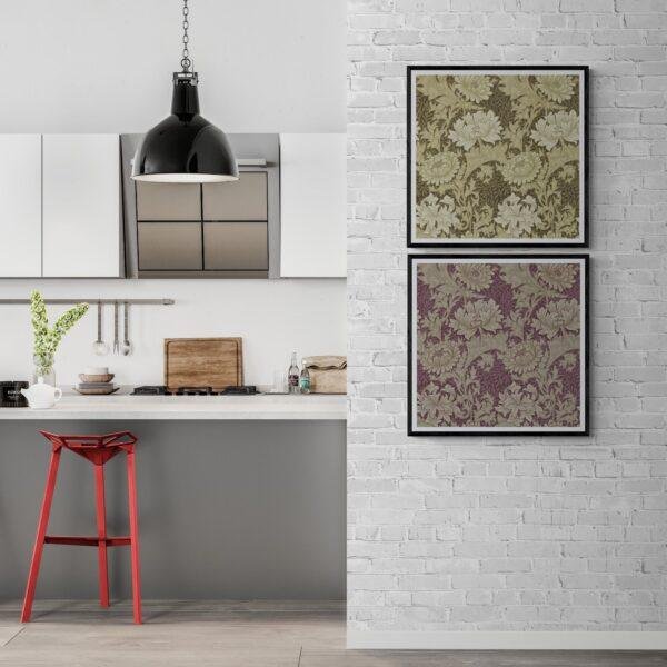 William Morris Chrysanthemum Print Set: Cottagecore Floral Wall Art