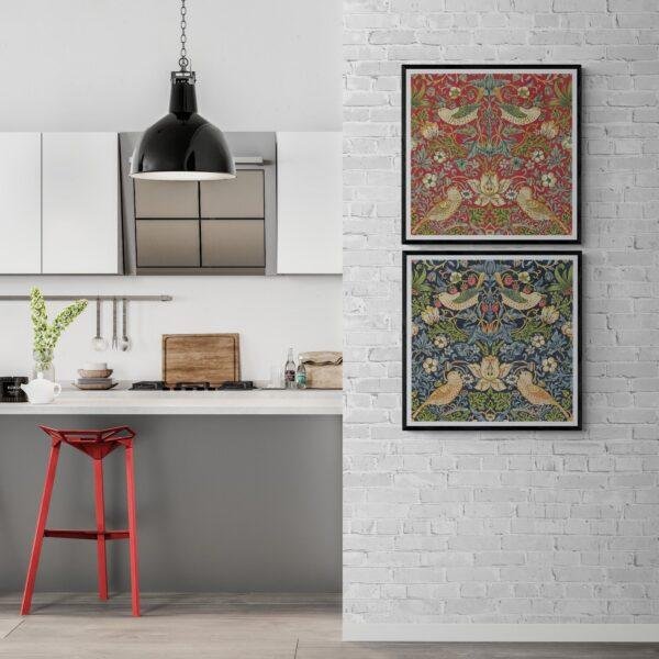 William Morris Strawberry Thief Print Set: Cottagecore Wall Art