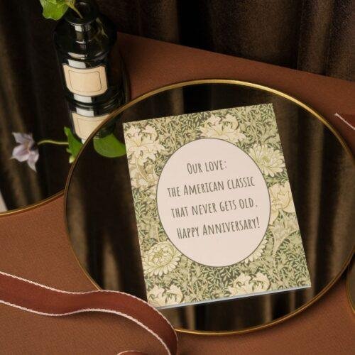 William Morris Anniversary Card: Arts & Crafts Floral Design (Pack of 10)