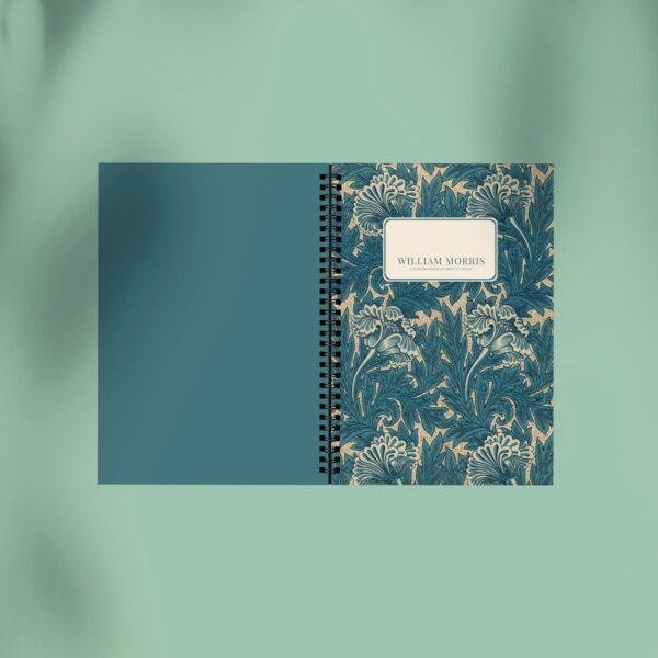 William Morris Tulip A5 Notebook | Vintage Floral Arts & Crafts Journal | Cream Uncoated Paper, Coil Bound