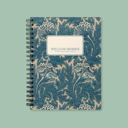 William Morris Tulip A5 Notebook | Vintage Floral Arts & Crafts Journal | Cream Uncoated Paper, Coil Bound