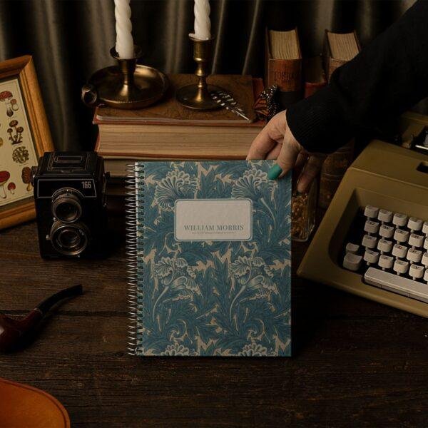 William Morris Tulip A5 Notebook | Vintage Floral Arts & Crafts Journal | Cream Uncoated Paper, Coil Bound