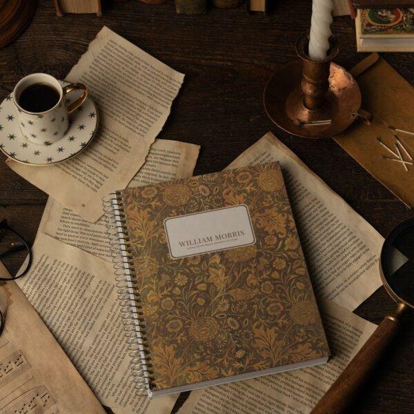 William Morris Floral Notebook | Vintage Arts & Crafts, A5 Coil Bound