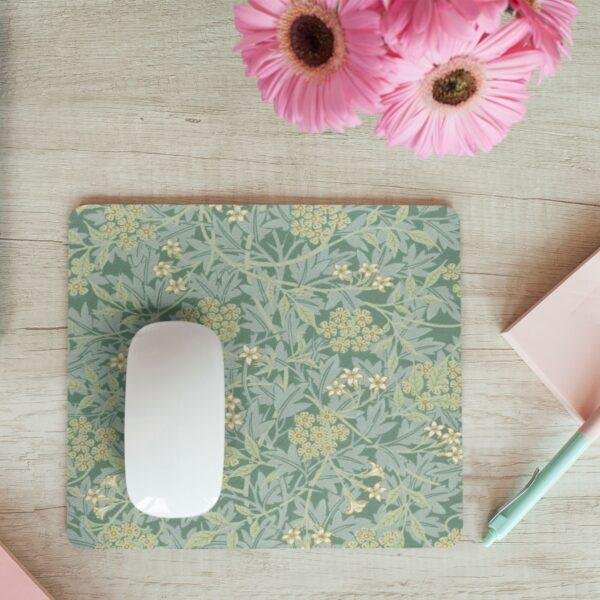 William Morris Mouse Pad - Jasmine, Desk Organization, Non-Slip Rubber Base