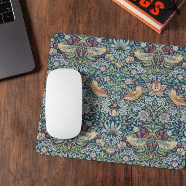 William Morris Mouse Pad - Strawberry Thief, Desk Organization, Non-Slip Rubber Base