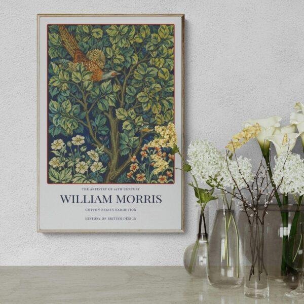 William Morris Cock Pheasant Poster | Arts and Crafts Botanical Print