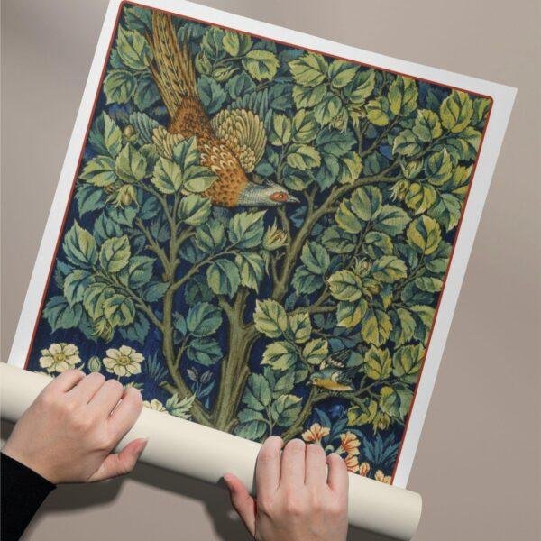 William Morris Cock Pheasant Poster | Arts and Crafts Botanical Print