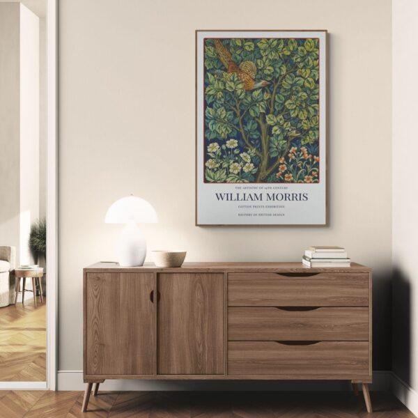 William Morris Cock Pheasant Poster | Arts and Crafts Botanical Print