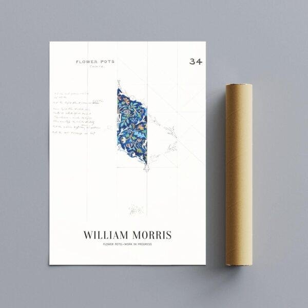 William Morris Art Print - Flower Pot, Victorian Decor, Modern Farmhouse, Gallery Matte