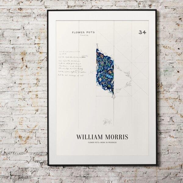 William Morris Art Print - Flower Pot, Victorian Decor, Modern Farmhouse, Gallery Matte