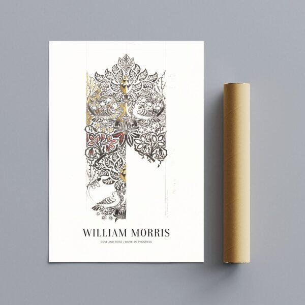 William Morris Art Print - Dove and Rose, Victorian Decor, Modern Farmhouse, Gallery Matte