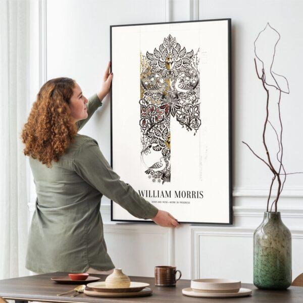 William Morris Art Print - Dove and Rose, Victorian Decor, Modern Farmhouse, Gallery Matte