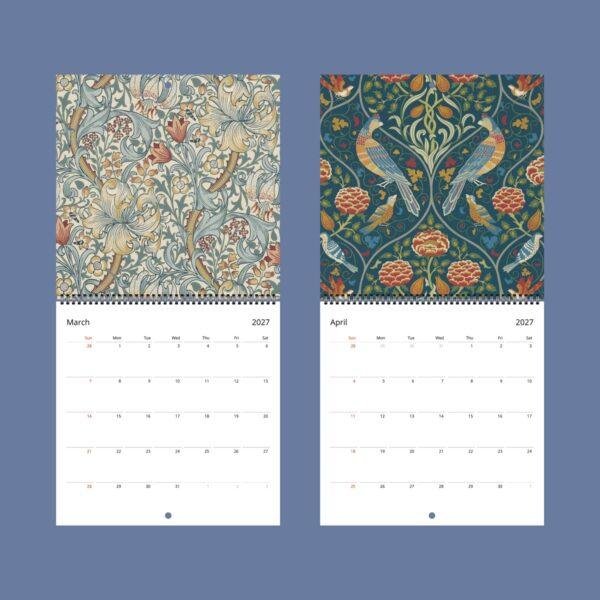 Mini Wall Calendar William Morris (2) William Morris - The Brook, Wall Planner, Victorian Pattern, Semi-Glossy Paper