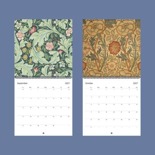 Mini Wall Calendar William Morris (5) William Morris - The Brook, Wall Planner, Victorian Pattern, Semi-Glossy Paper