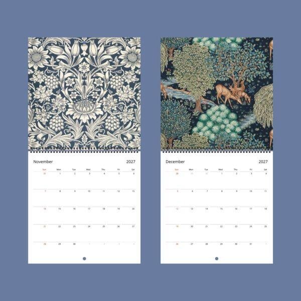 Mini Wall Calendar William Morris (6) William Morris - The Brook, Wall Planner, Victorian Pattern, Semi-Glossy Paper