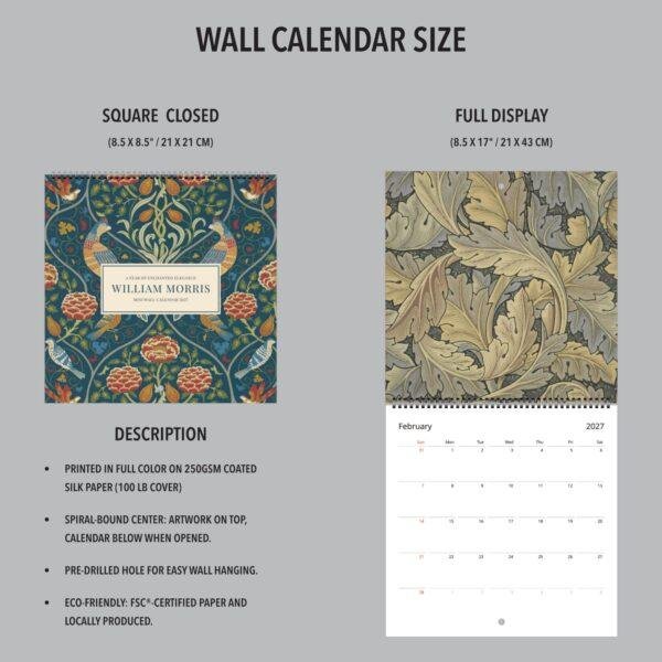 William Morris - Strawberry Thief, Wall Planner, Victorian Pattern, Semi-Glossy Paper