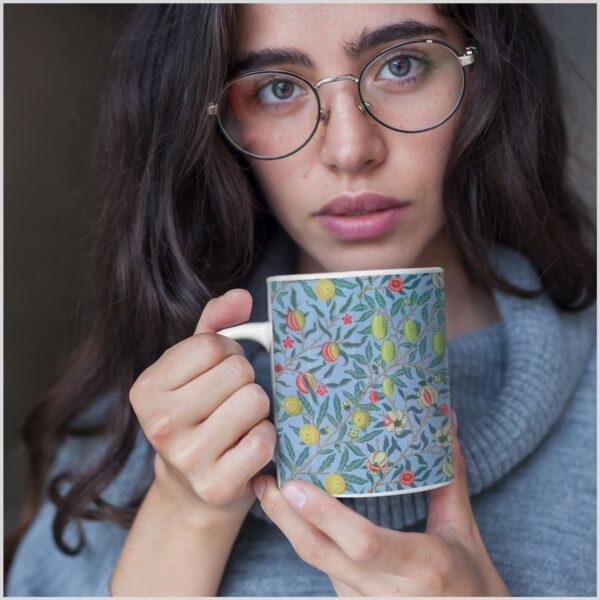 William Morris Coffee Cup - Pomegranate, 11oz Ceramic Mug
