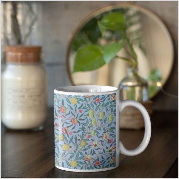 William Morris Coffee Cup - Pomegranate, 11oz Ceramic Mug