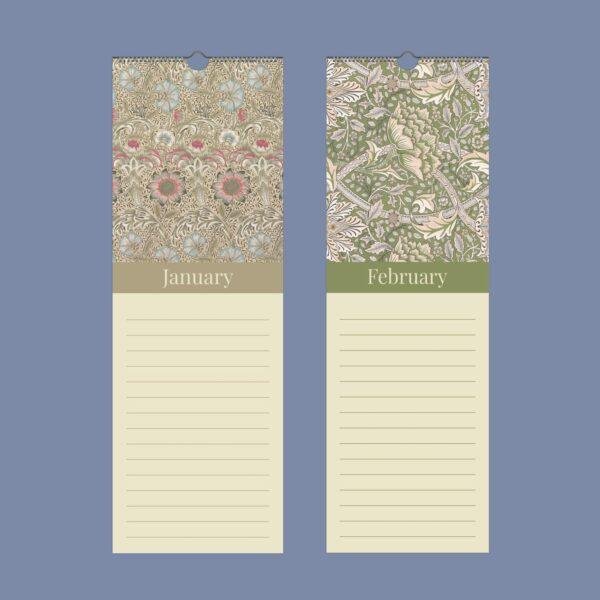 William Morris Birthday Calendar – Birds, Victorian Design, Semi-Glossy Paper
