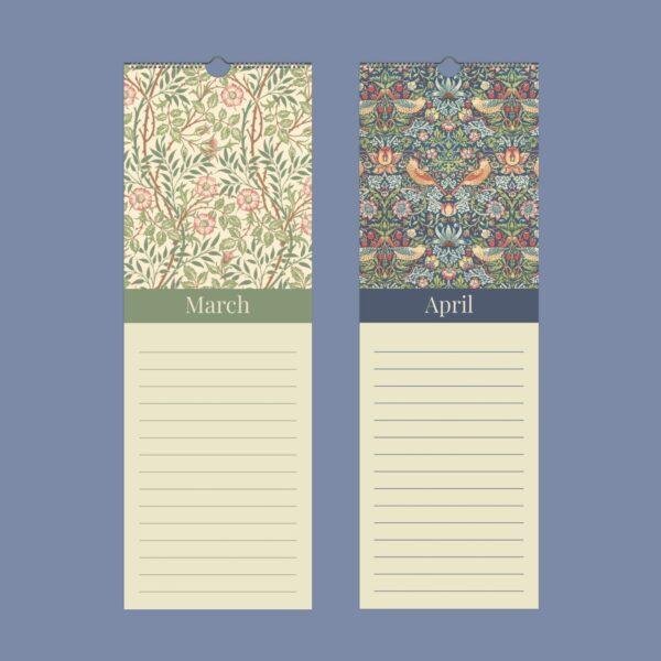 William Morris Birthday Calendar – Birds, Victorian Design, Semi-Glossy Paper