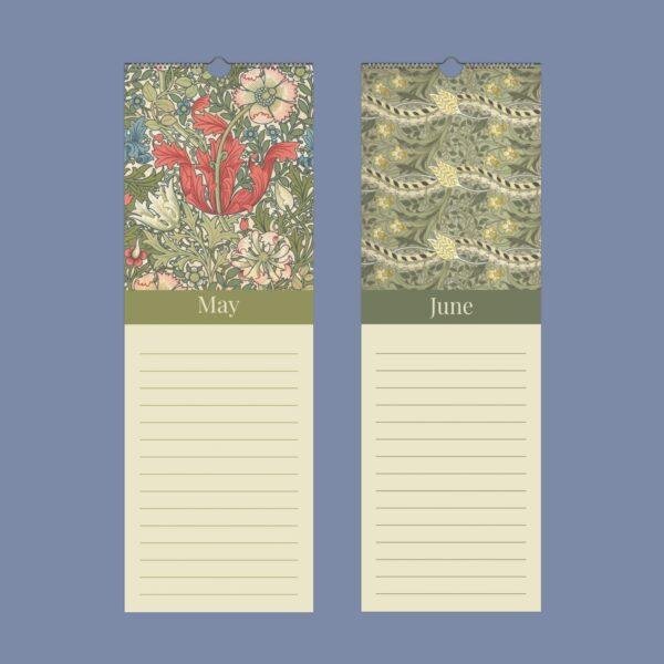 William Morris Birthday Calendar – Birds, Victorian Design, Semi-Glossy Paper