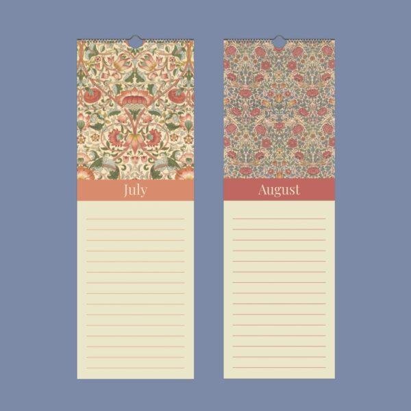William Morris Birthday Calendar – Birds, Victorian Design, Semi-Glossy Paper
