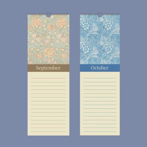 William Morris Birthday Calendar – Birds, Victorian Design, Semi-Glossy Paper