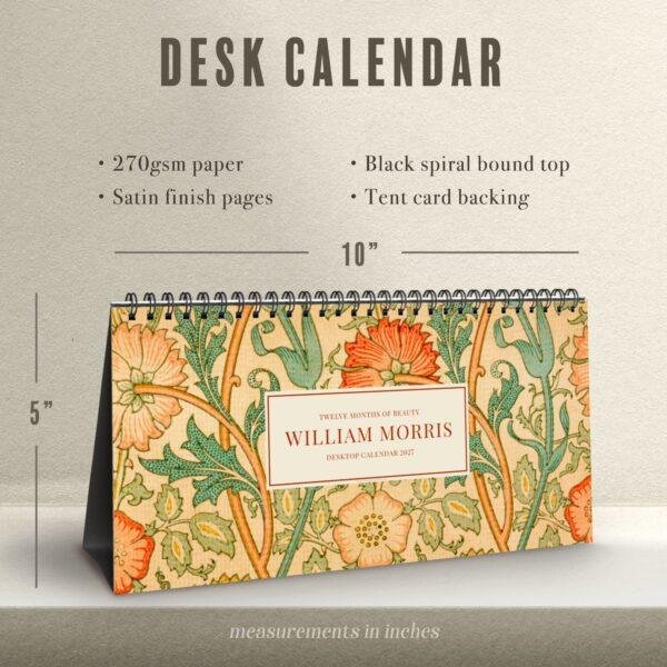 William Morris Desk Calendar (16) William Morris - Pink & Rose, Desk Calendar, Victorian Design, Semi-Glossy Paper