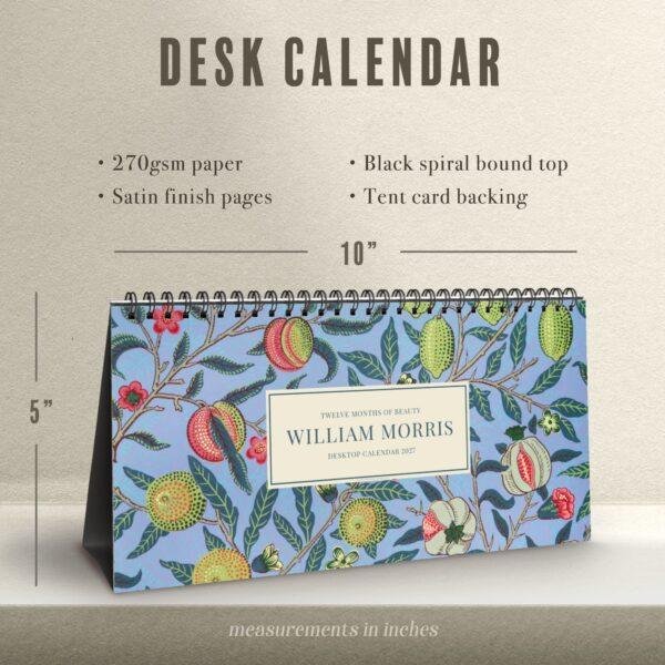 William Morris - Pomegranate, Desk Calendar, Victorian Design, Semi-Glossy Paper