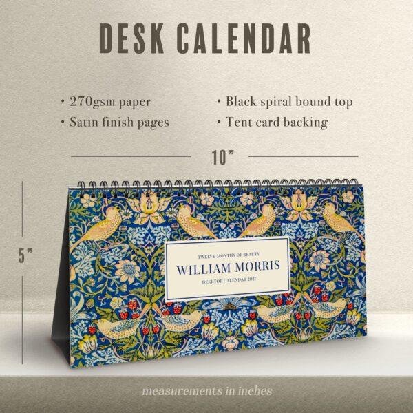 William Morris - Strawberry Thief, Desk Calendar, Victorian Design, Semi-Glossy Paper