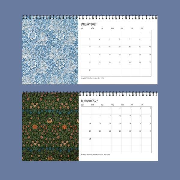 William Morris - Strawberry Thief, Desk Calendar, Victorian Design, Semi-Glossy Paper