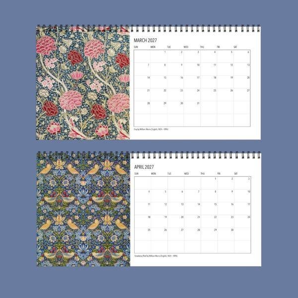 William Morris - Strawberry Thief, Desk Calendar, Victorian Design, Semi-Glossy Paper