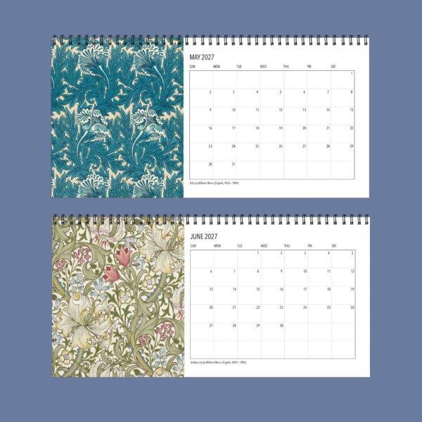 William Morris - Strawberry Thief, Desk Calendar, Victorian Design, Semi-Glossy Paper