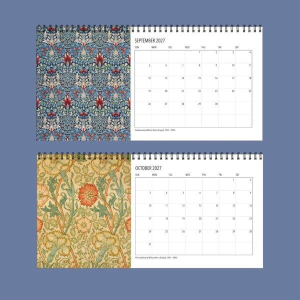 William Morris - Strawberry Thief, Desk Calendar, Victorian Design, Semi-Glossy Paper