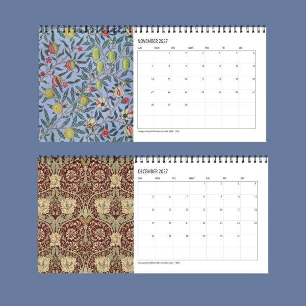 William Morris - Strawberry Thief, Desk Calendar, Victorian Design, Semi-Glossy Paper