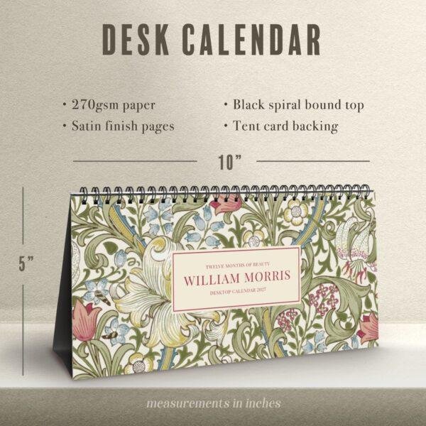 William Morris - Golden Lily, Desk Calendar, Victorian Design, Semi-Glossy Paper