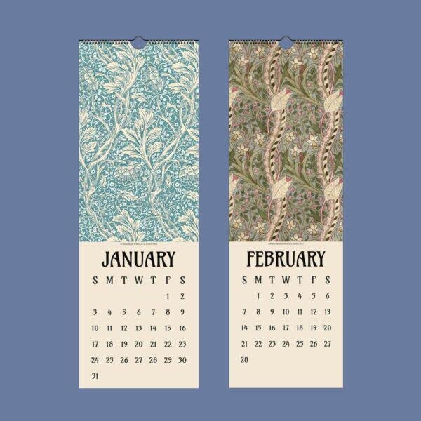 William Morris Slim Wall Calendar v1.0 (5) William Morris - Daffodil, Slim Wall Calendar, Victorian Design, Semi-Glossy Paper