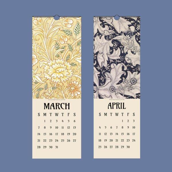 William Morris Slim Wall Calendar v1.0 (6) William Morris - Daffodil, Slim Wall Calendar, Victorian Design, Semi-Glossy Paper