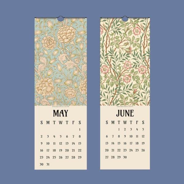 William Morris Slim Wall Calendar v1.0 (7) William Morris - Daffodil, Slim Wall Calendar, Victorian Design, Semi-Glossy Paper