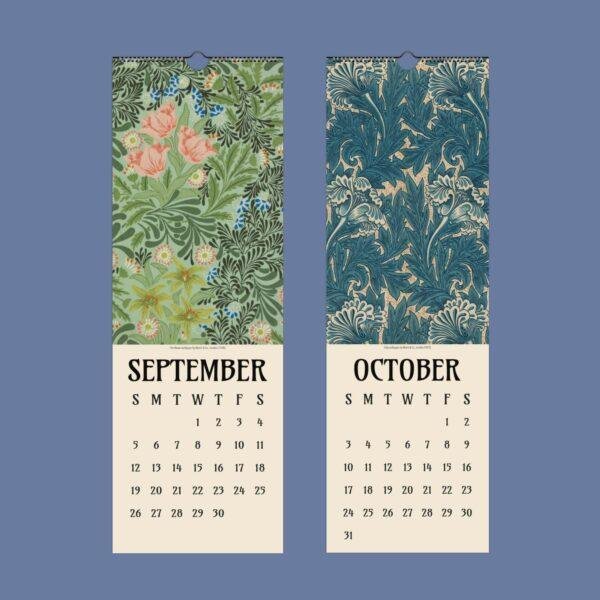 William Morris Slim Wall Calendar v1.0 (9) William Morris - Daffodil, Slim Wall Calendar, Victorian Design, Semi-Glossy Paper