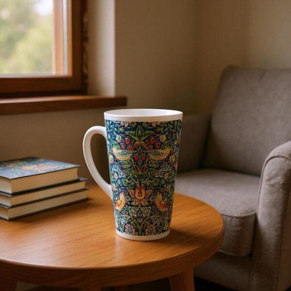 William Morris Mug - Strawberry Thief Floral Design, Ceramic Coffee Cup