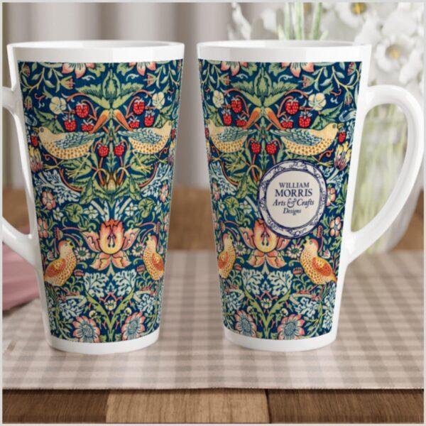William Morris Mug - Strawberry Thief Floral Design, Ceramic Coffee Cup