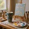 William Morris Mug - Strawberry Thief Floral Design, Ceramic Coffee Cup