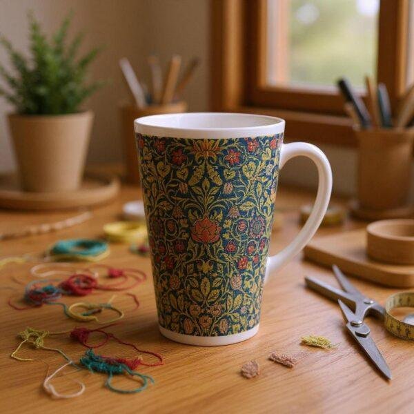 William Morris Mug - Violet & Columbine Floral Design, Ceramic Coffee Cup