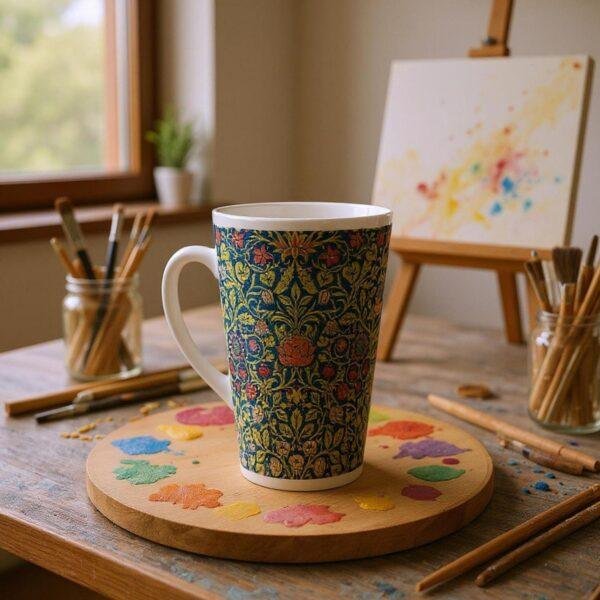 William Morris Mug - Violet & Columbine Floral Design, Ceramic Coffee Cup