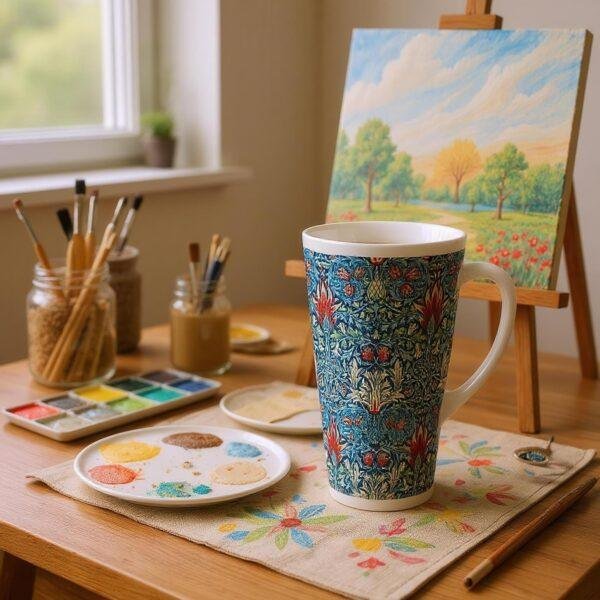 William Morris Mug - Snakeshead Floral Design, Ceramic Coffee Cup