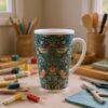 William Morris Mug - Strawberry Thief Floral Design, Ceramic Coffee Cup