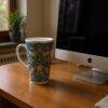 William Morris Mug - Strawberry Thief Floral Design, Ceramic Coffee Cup